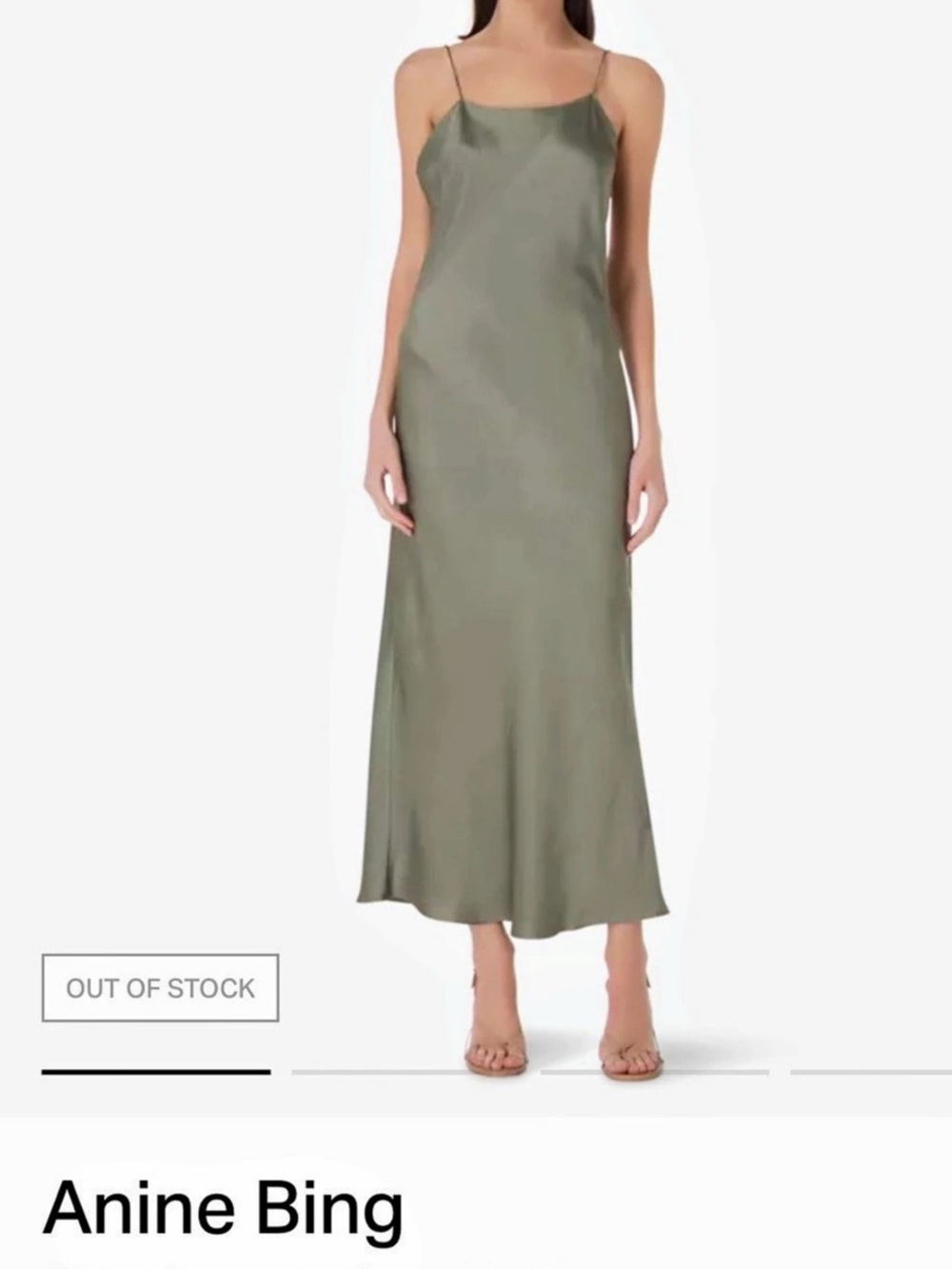 Anine Bing Chloe Baguette Strap Midi Dress Olive Green